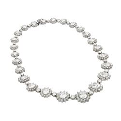 Sterling Silver Rhodium Plated Clear CZ Cluster Pendant Necklace STP00885CLR