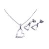 Image 1 : Sterling Silver Rhodium Plated Open Heart CZ Stud Earring & Necklace Set sts00260