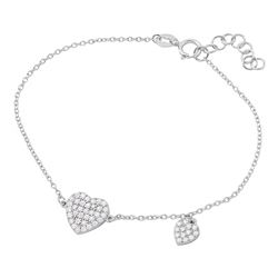 Sterling Silver Rhodium Plated CZ Encrusted Hearts Bracelet - BGB00265