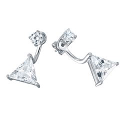 Sterling Silver Rhodium Plated CZ Trilliant Earrings BGE00457