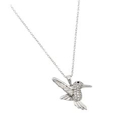 Sterling Silver Rhodium Plated Humming Bird Pendant BGP00994