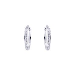 Sterling Silver Rhodium Plated Round CZ Hoop Earring STE00587
