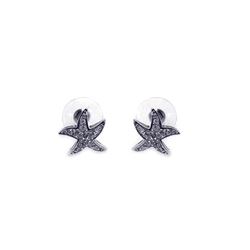 Sterling Silver Rhodium Plated Clear Wavy Starfish CZ Stud Earring bge00006