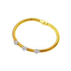 Sterling Silver Rhodium & Gold Plated Three Marqui Clear CZ Inlay Bracelet ECB00028YW