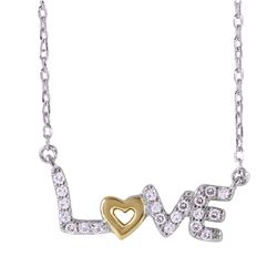 Sterling Silver Rhodium Plated Love Necklace BGP01020