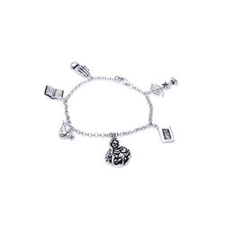 Sterling Silver Rhodium Plated Religious Charm Bracelet stb00114