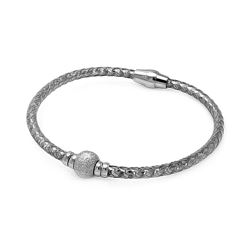 Sterling Silver Rhodium Plated Sterling Silver Bead Italian Bracelet itb00027rh