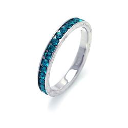 Sterling Silver Rhodium Plated December Blue CZ Eternity Band Ring decband