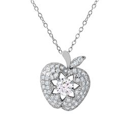 Sterling Silver Rhodium Plated CZ Apple Shaped Pendant BGP01032