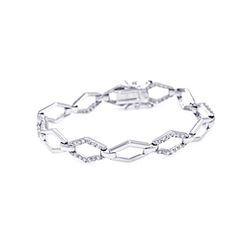 Sterling Silver Rhodium Plated Open Sharp Marqui CZ Outline Bracelet bgb00010