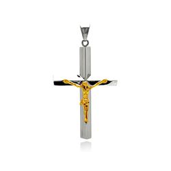 Stainless Steel Gold Plated Jesus Large Cross Charm Pendant SSP00390LG