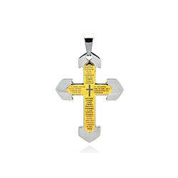 Stainless Steel Gold Plated Two Tone Cross Prayer Charm Pendant ssp00220