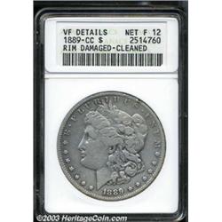 1889-CC $1--Rim Damaged, Cleaned--ANACS. VF Details, Net Fine 12.