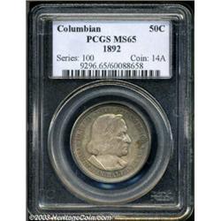 1892 50C Columbian MS65 PCGS.