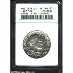 1922 50C Grant with Star--Cleaned--ANACS. Unc Details, Net MS60.
