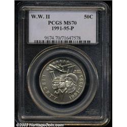 1991-1995P 50C World War II Half Dollar MS70 PCGS.