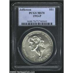 1993-P $1 Jefferson Silver Dollar MS70 PCGS.