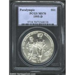 1995-D $1 Olympic/Paralympics Silver Dollar MS70 PCGS.
