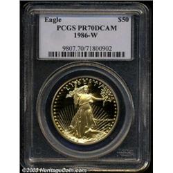 1986-W G$50 One-Ounce Gold Eagle PR70 Deep Cameo PCGS.