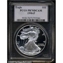 1998-P $1 Silver Eagle PR70 Deep Cameo PCGS.