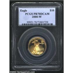 2000-W G$10 Quarter-Ounce Gold Eagle PR70 Deep Cameo PCGS.
