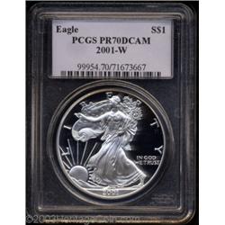 2001-W $1 Silver Eagle PR70 Deep Cameo PCGS.