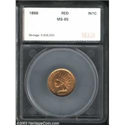 1866 1C Cent MS65 Red SEGS (MS64 Red Questionable Color).