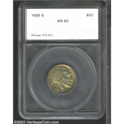 1926-S 5C Nickel MS62 SEGS (AU55 Cleaned, Retoned).