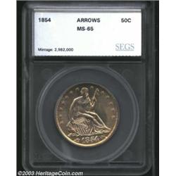 1854 50C Arrows Half Dollar MS64 SEGS (MS64 Questionable Toning).