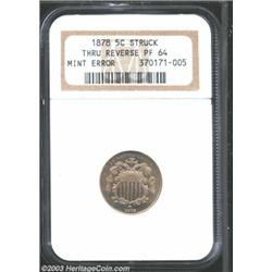1878 5C Nickel--Struck Through Reverse--PR64 NGC.