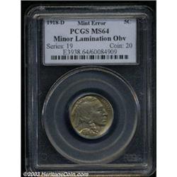 1918-D 5C Nickel--Minor Lamination Obverse--MS64 PCGS.