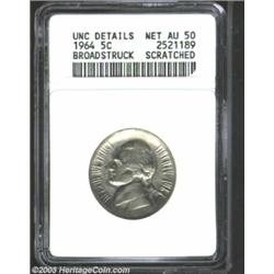 1964 5C Nickel--Broadstruck, Scratched--ANACS. Unc Details, Net AU50.