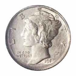 1917-D 10C Dime--Broadstruck, Scratched--ANACS. Unc Details, Net AU55.