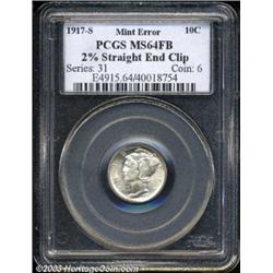 1917-S 10C Dime--2% Straight End Clip--MS64 Full Bands PCGS.