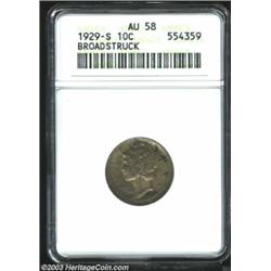 1929-S 10C Dime--Broadstruck--AU58 ANACS.