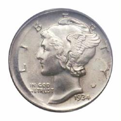1934-D 10C Dime--Uncentered Broadstrike--MS61 PCGS.