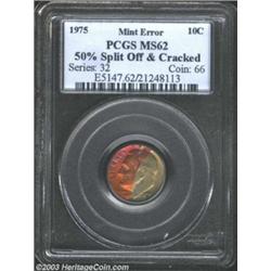 1975 10C Dime--50% Split Off &amp; Cracked--MS62 PCGS.