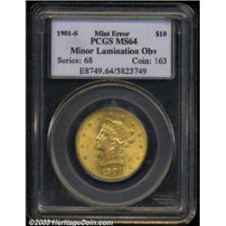 1901-S $10 Eagle--Minor Lamination Error--MS64 PCGS.