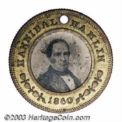 1860 Lincoln-Hamlin Ferrotype AU53 Uncertified.