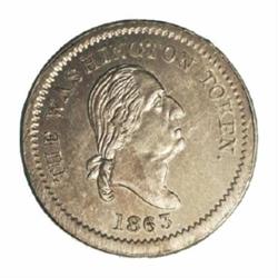 Lustrous 1863 Washington Token Off Metal Strike Copper Nickel MS63 Uncertified.