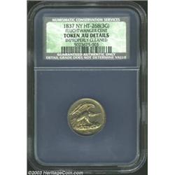 1837 1C Feuchtwanger Cent AU50 Details, Improperly Cleaned, NCS.