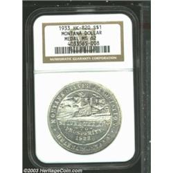 1933 MS Montana Silver Association So-Called Dollar MS62 NGC.