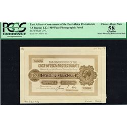 East Africa, 7 Rupees 50 Cents, 1919, UNL, PHOTOGRAPHIC PROGRESSIVE PROOF - 3 PCS, PCGS 58, 63 & 64