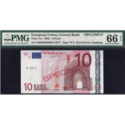 European Union - Germany, 10 Euros, 2002,  Pick#  2S1, SPECIMEN, SL# X00000000002, PMG 66 EPQ UNC