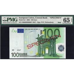 European Union - Italy, 100 Euros, 2002, Pick#  5S1, SPECIMEN, SL# S00000000007, PMG 65 EPQ UNC