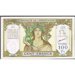 New Caledonia, 100 Francs, 1963,  Pick#  42e, Banque De IndoChine, SL# 397, XF