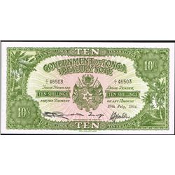 Tonga, 10 Shillings, 29th Jul 1964,  Pick#  10d, Government of Tonga , SL# C/1-46503, UNC