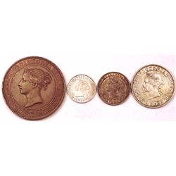 Ceylon , 5 - 50 Cents , 1870 - 1892 , KM# 93, # 94, # 95, # 96. , Decimal Coinage , VF