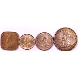 Ceylon , 5 - 50 Cents , 1912 - 1926 , KM# 108, 104a, 105a, 109a,British - Decimal Coinage. , VF