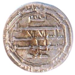 ABBASID SILVER, COIN TEMP. RASHID, MINT: MADAN BAJUNAYZ, UM JAFAR, RARE, 2.71g, 23mm., AH191, VF